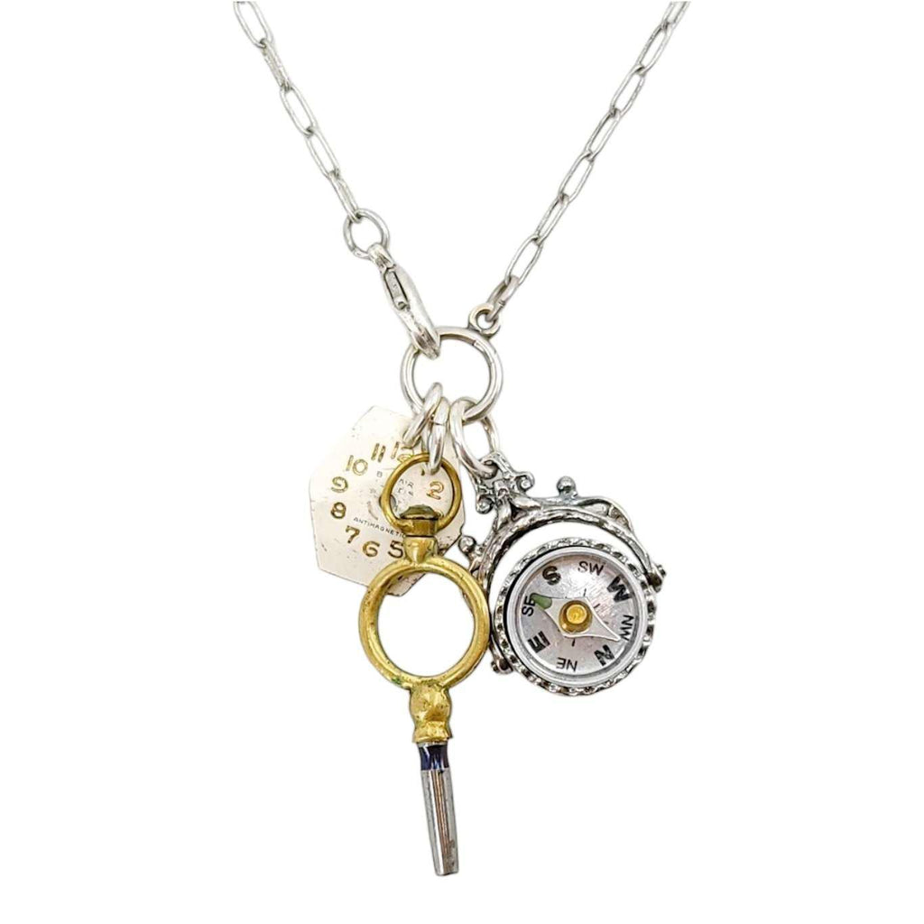 Necklace - Lost And Found - Compass (Sterling Silver) by Christine Stoll | Altered Relics