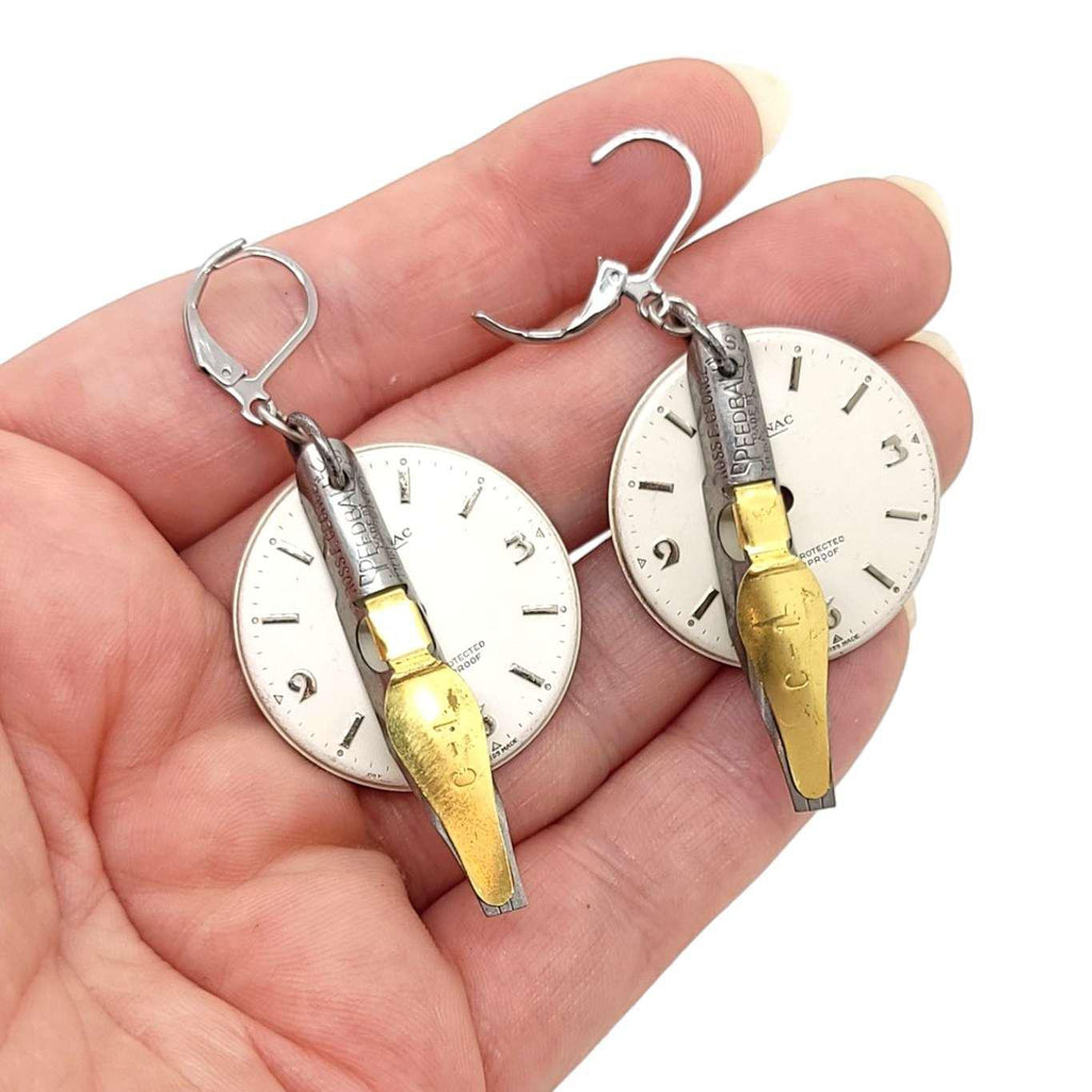 Earrings - Watch Dials - Pen Nibs by Christine Stoll | Altered Relics