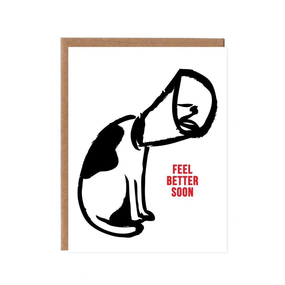 Card - Get Well - Dog Cone Feel Better Soon by Orange Twist