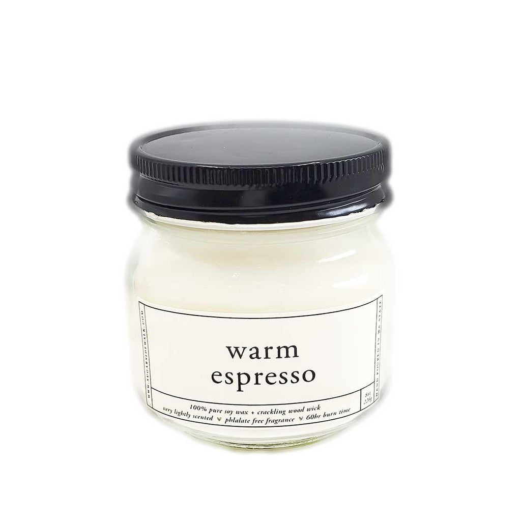 Candles - Warm Espresso Soy Wax Wooden Wick (Asst Sizes) by Sugar Sidewalk