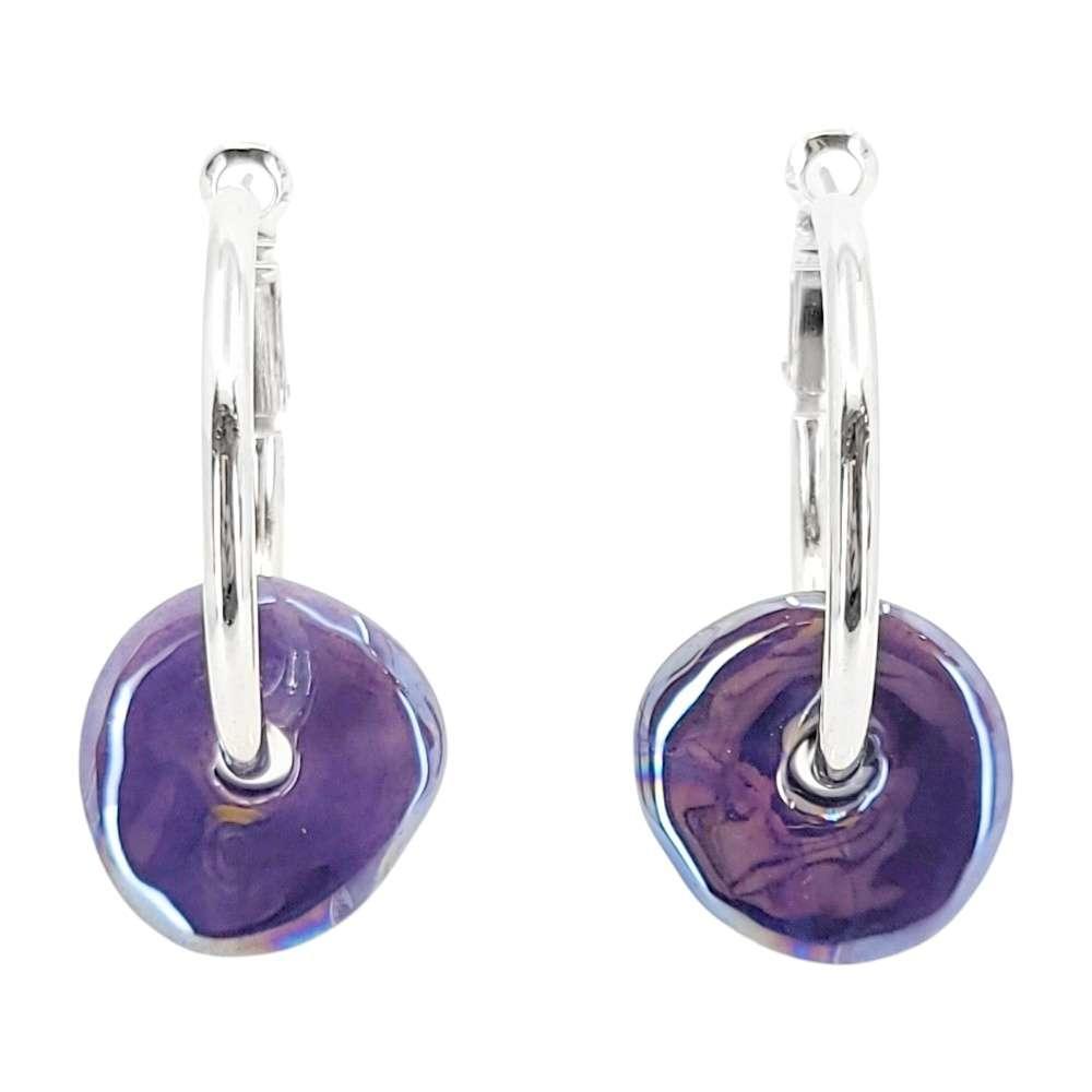 Earrings - Ceramic Ring Hoops (Grape) by Diana Kauffman