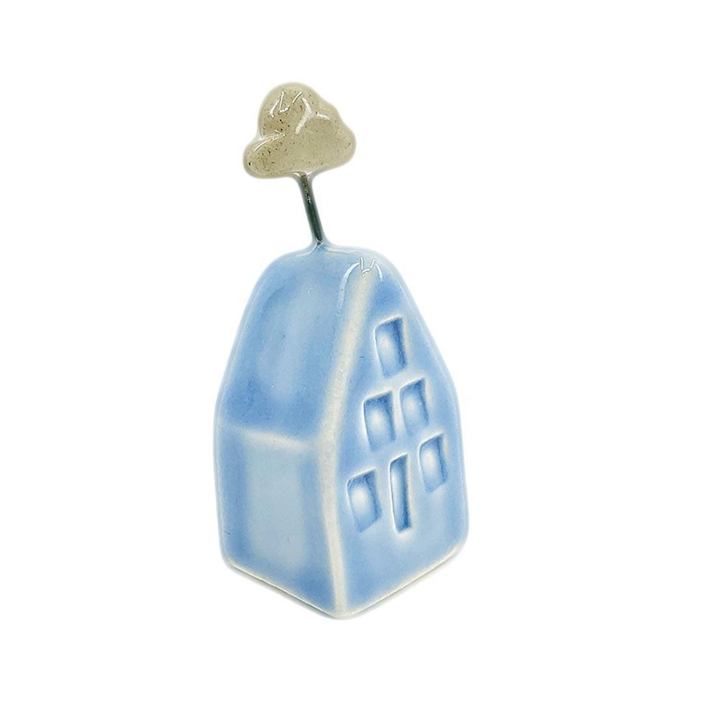 Tiny Pottery House - Light Blue with Cloud by Tasha McKelvey