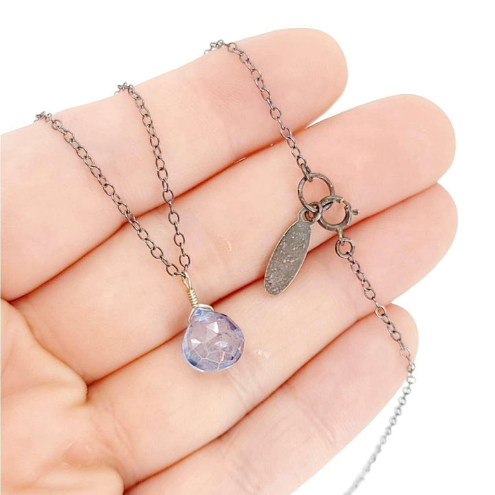 Necklace - Sterling Gemstone Drop (Blue Mystic Quartz) by Foamy Wader