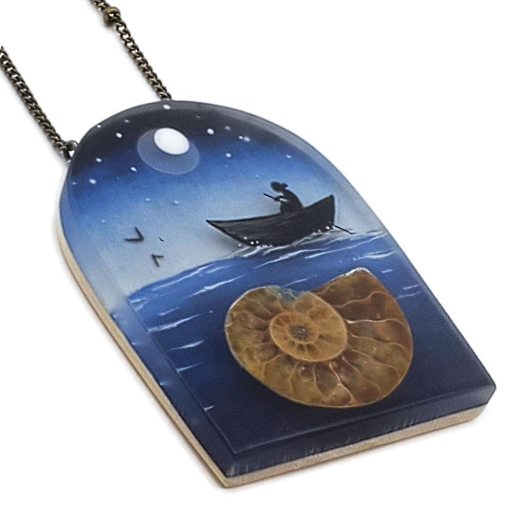 Necklace - Forgotten Seas Fossil Shell Pendant by Fernworks