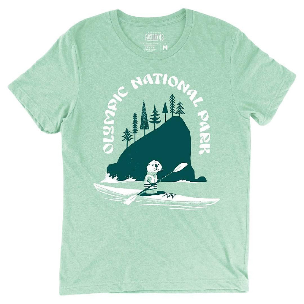 Adult Crew Neck - Olympic National Park Heather Sage Tee (XS - 2XL) by Factory 43