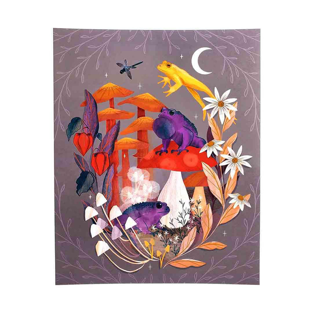 Art Print - 8x10 - Toads and Toadstools by Lantern Print Co.