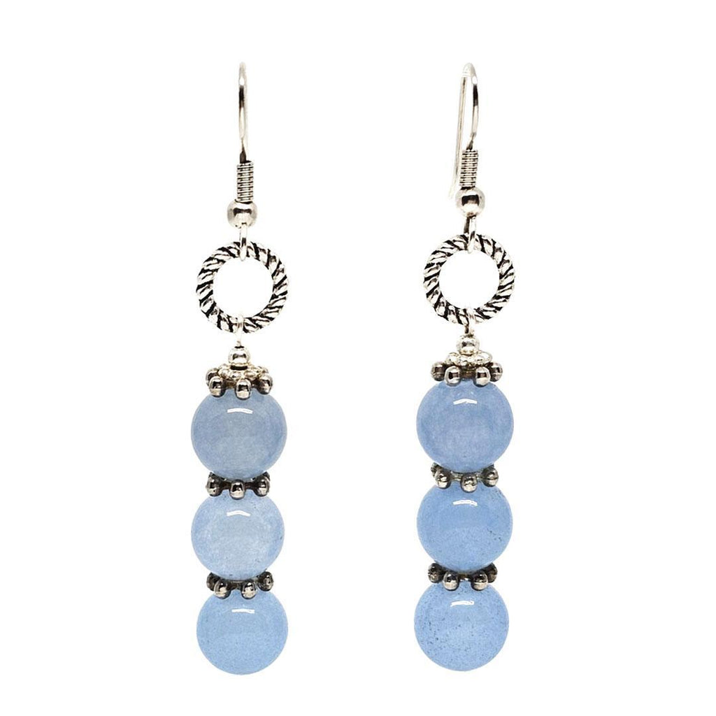 Earrings - Aquamarine Triple Bead Drops by Tiny Aloha