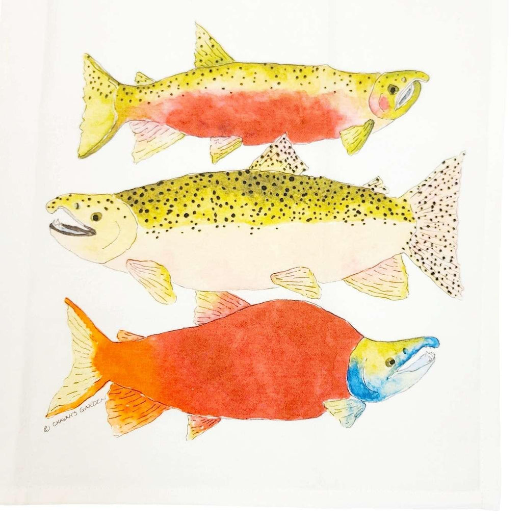 Tea Towel - Salmon by Chavah's Garden