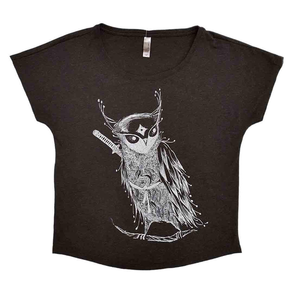 Adult Tee - Samurai Owl Scoop Neck Tee (XS - XL) by Namu