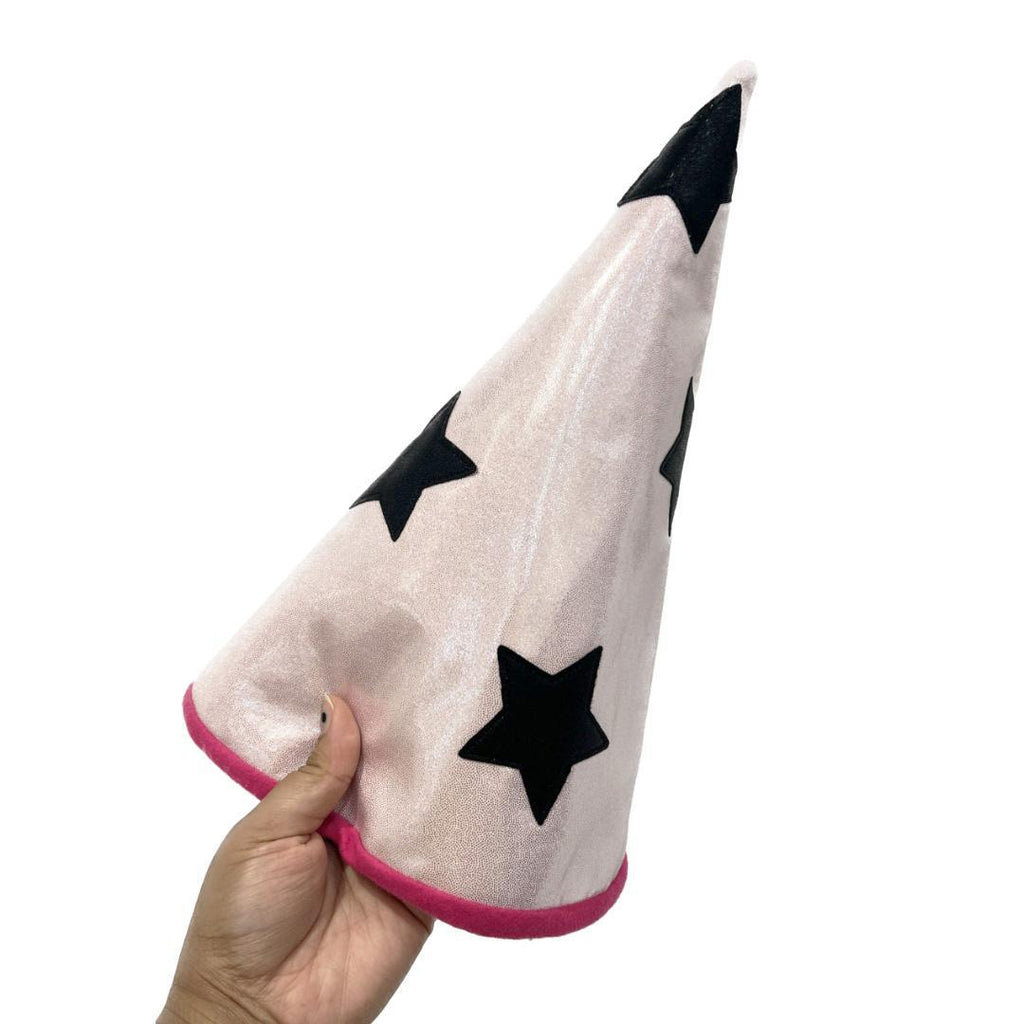 Wizard Hat - Pink Shimmer Black Stars by World of Whimm