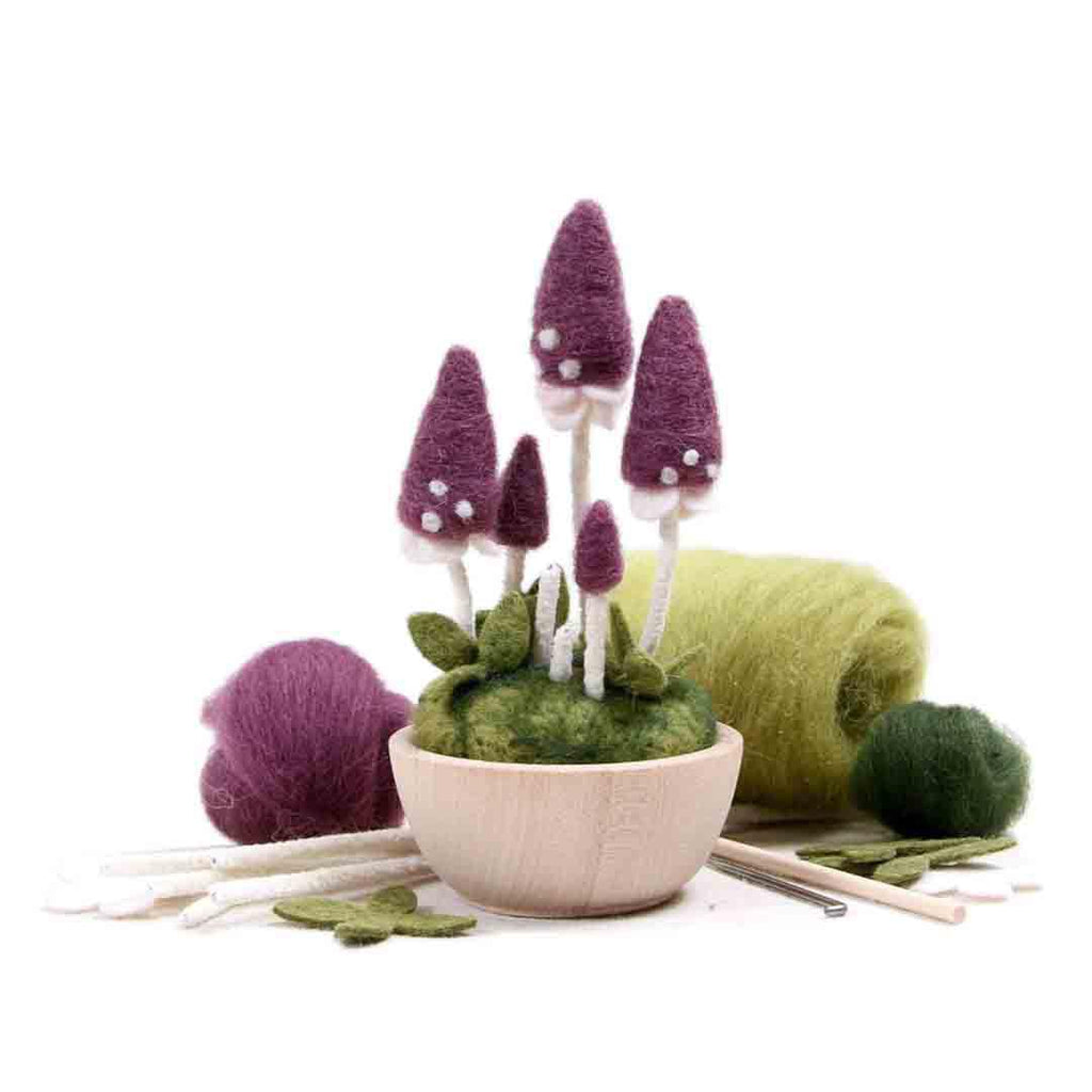 DIY Kit - Needle Felting - Purple Pixie Parasol Mushrooms by Benzie Design
