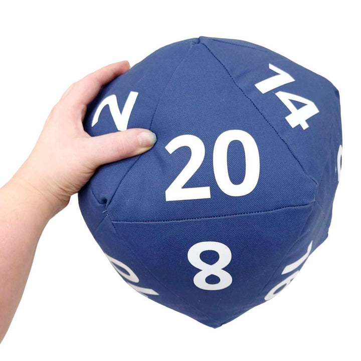 Pillow - Large D20 Plush in Blue Canvas with White Numbers by Saving Throw Pillows