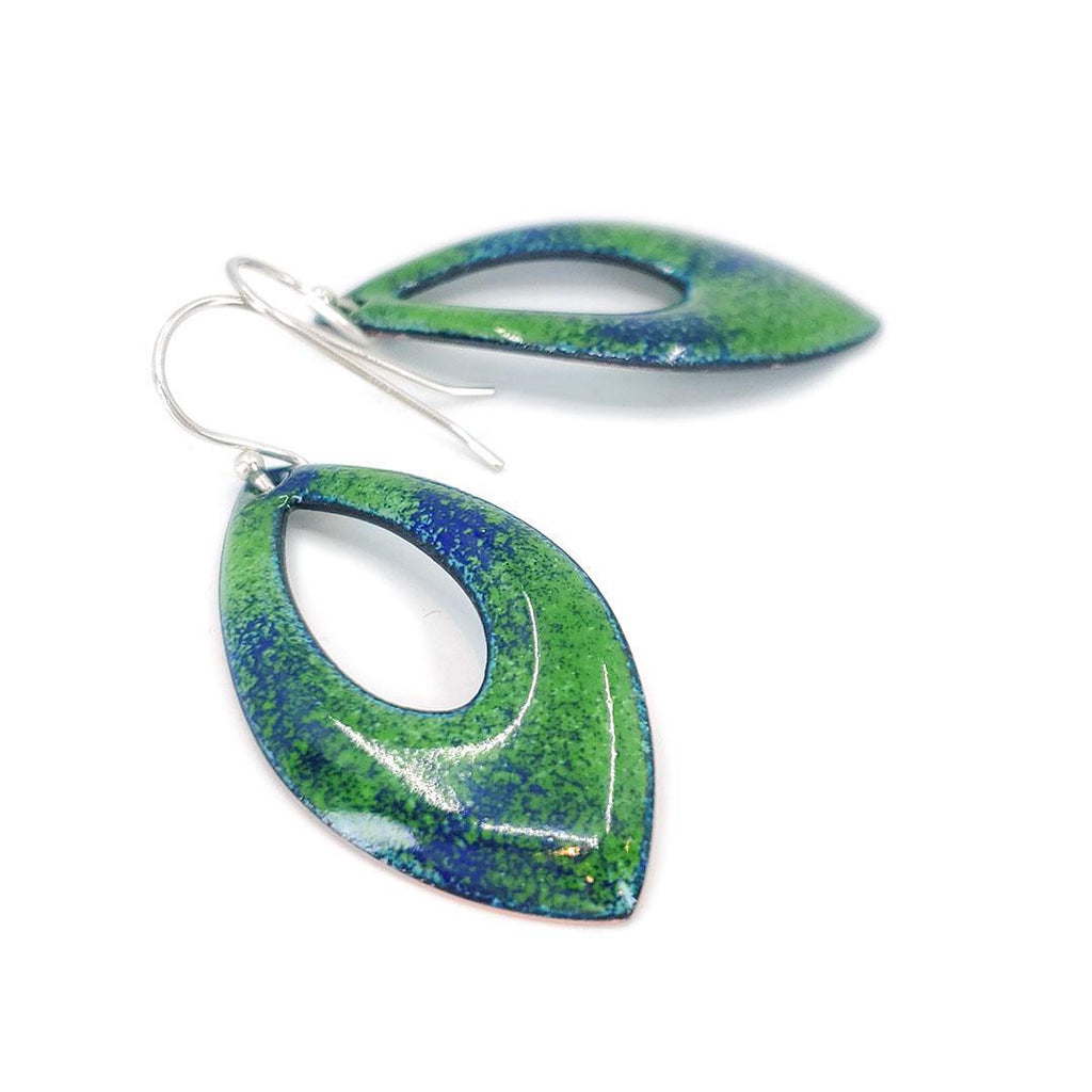 Earrings - Gradient Open Marquise (Green Blue) by Magpie Mouse Studios