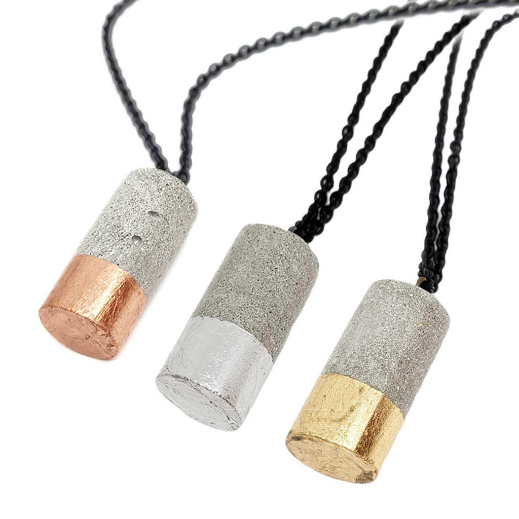 (40% Off) Necklace - Metallic Dipped Cylinder Concrete (Assorted Colors) by Studio Corbelle