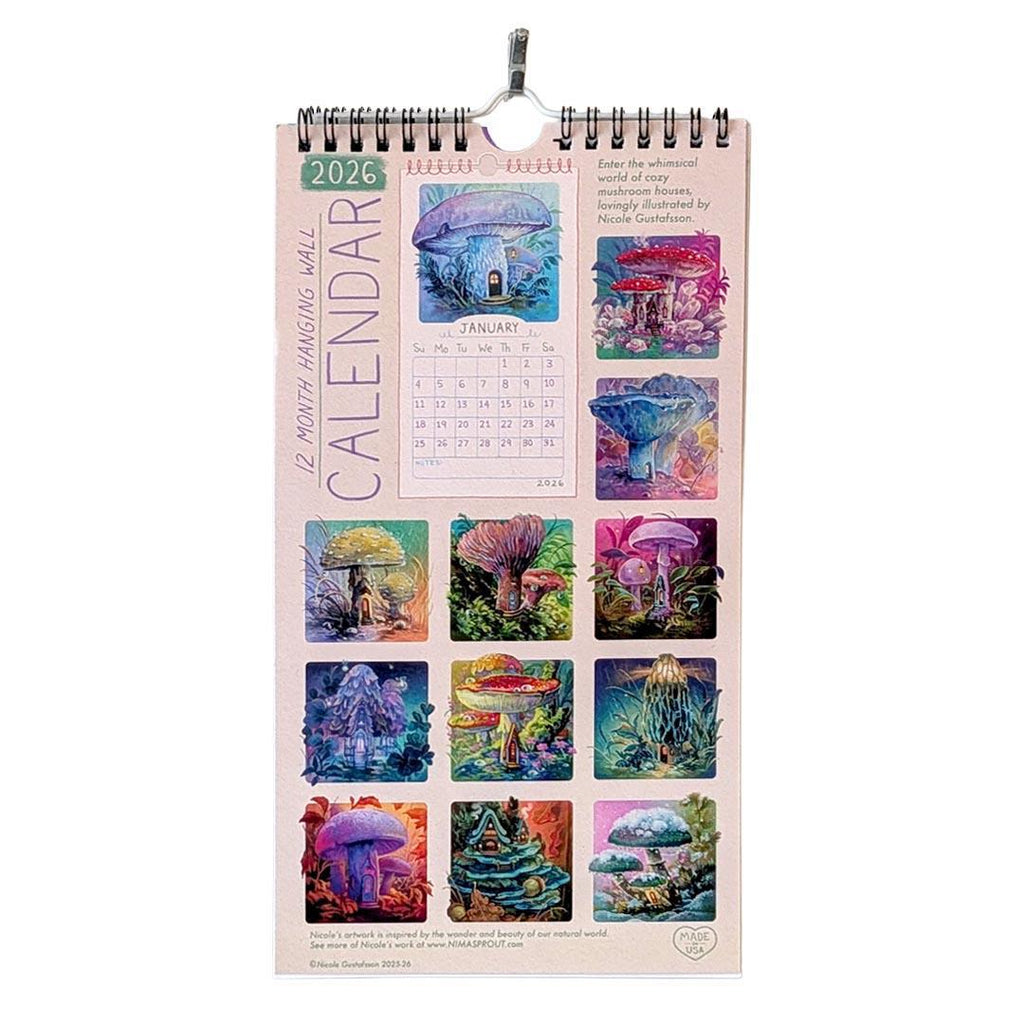 2026 Calendar  - Mushroom Houses by Nimasprout