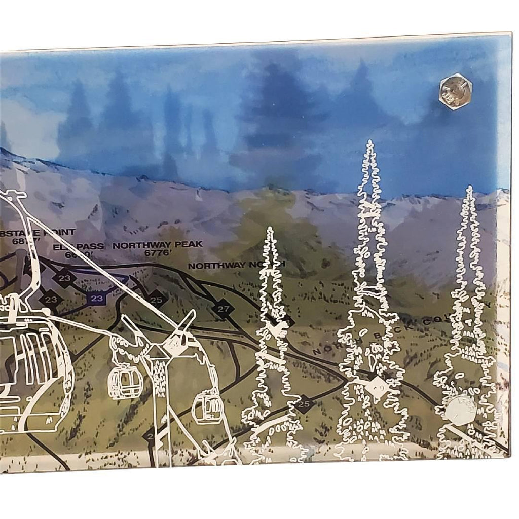 Wall Art - 16x6in - Ski Lift Crystal Mountain Floating Frame Map by Modern Terrain Collection