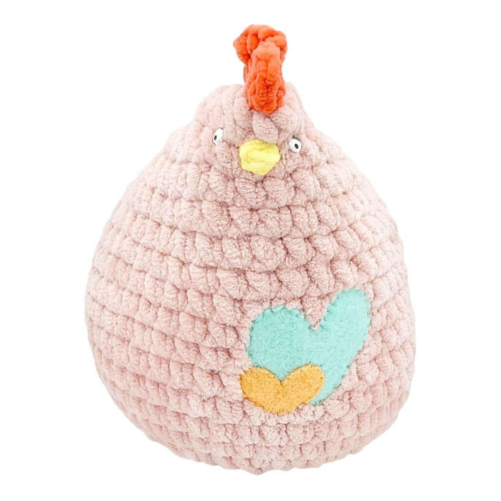 Plush Toy - Large Chicken (Light Pink with Blue Orange Double Heart) by Moyo Workshop