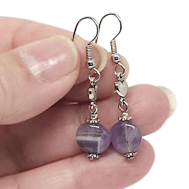 Earrings - Amethyst coins Silver plate by Tiny Aloha
