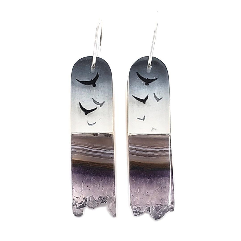 Earrings - Crystal Flock (Smokey Amethyst) by Fernworks