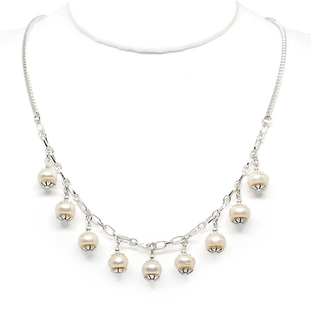 Necklace - Freshwater Pillow Pearls on Silver Plate Chain by Tiny Aloha