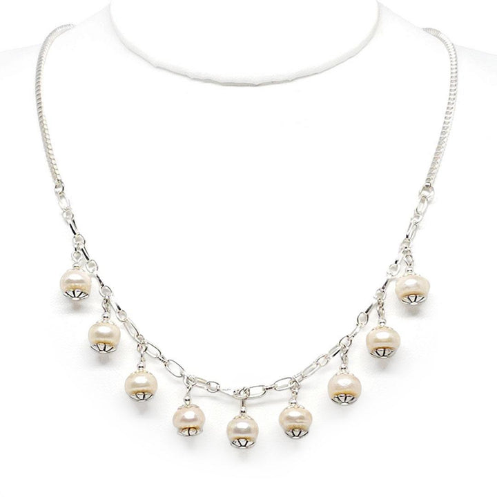 Necklace - Freshwater Pillow Pearls on Silver Plate Chain by Tiny Aloha