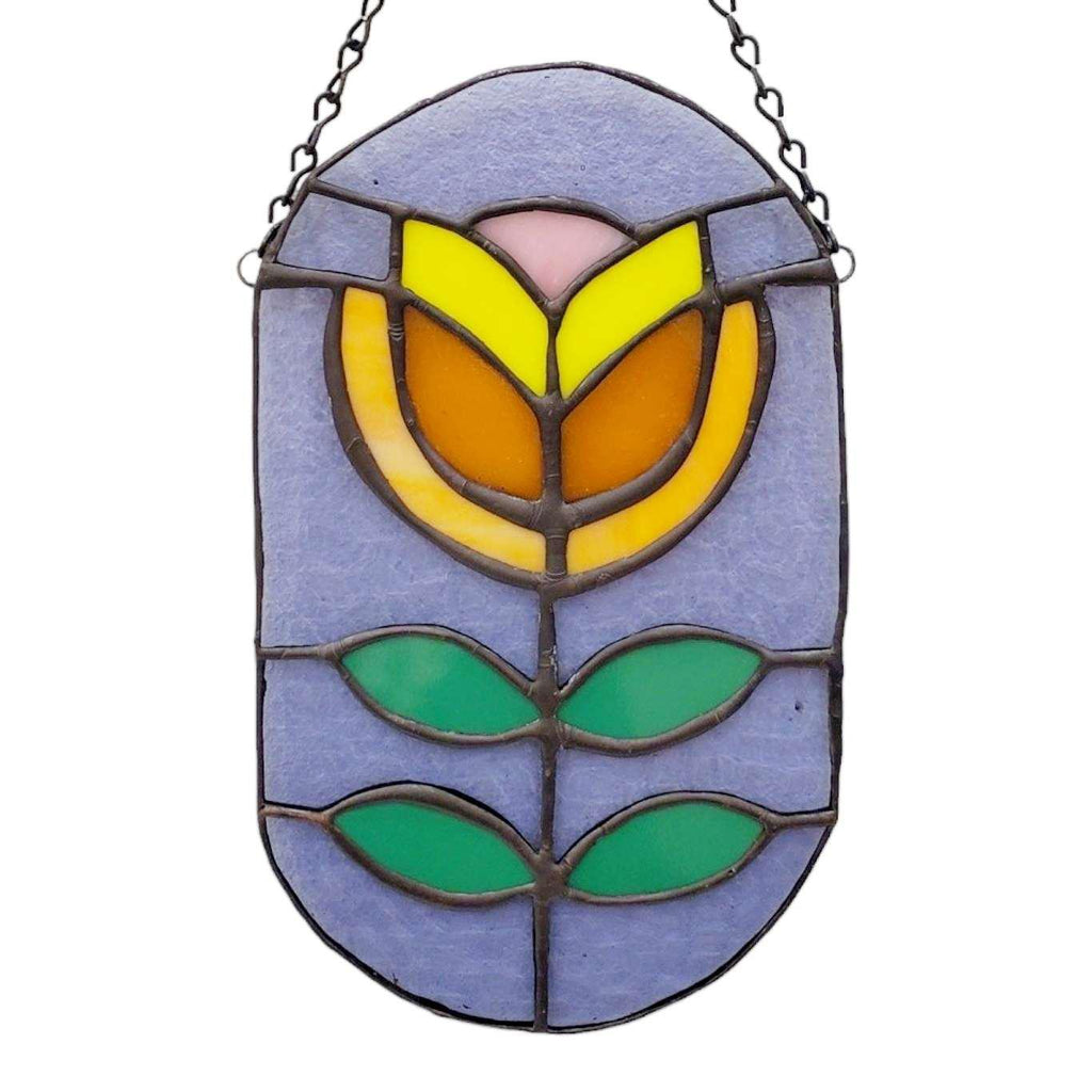 Wall Art - Oval (Yellow Flower) Stained Glass By Kokoro Designs