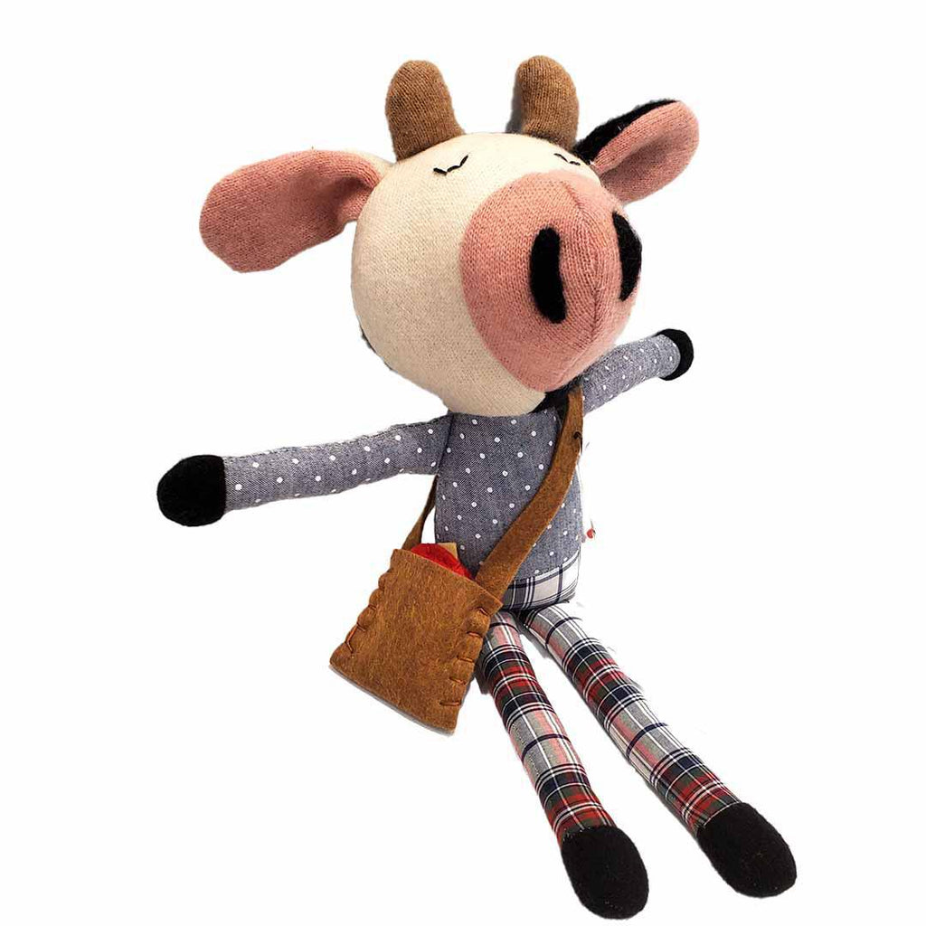 Plush - Cow in Gray Dotted Shirt by Fly Little Bird