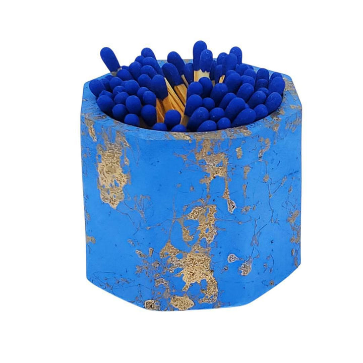 Match Holder -  Blue Gold Concrete (Blue Matches) by Tenn Prairie