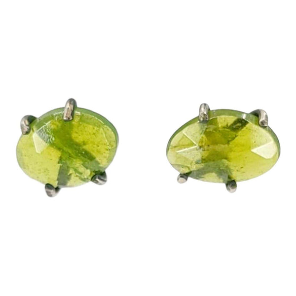 Earrings - Celeste Studs (Vesuvianite) by Three Flames Silverworks
