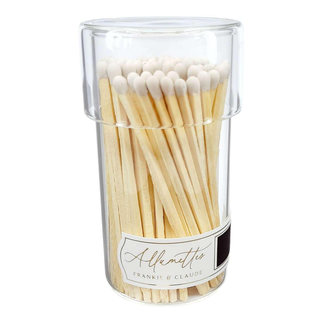 Matches - Allumette Glass Jar (White) by Frankie & Claude
