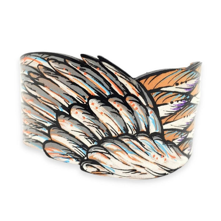 Cuff - Tuft + Plume Hand-painted Leather by Timmy Mays