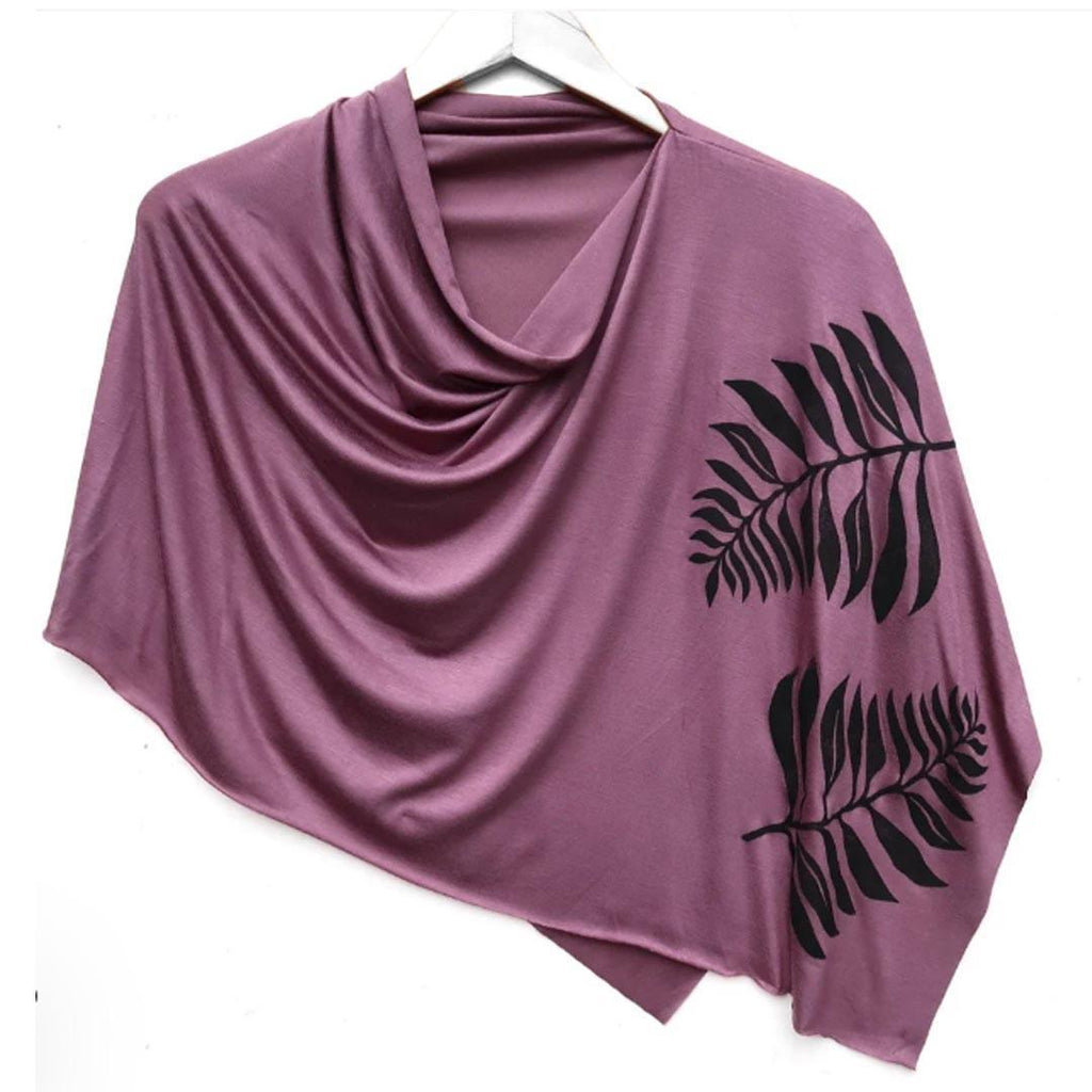 Poncho - Frond Dusty Plum (Black Ink) by Windsparrow Studio