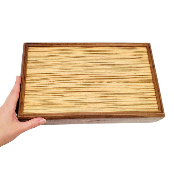 Jewelry Box - Large Valet Box (Walnut, Wenge, Zebrawood) by Mikutowski Woodworking