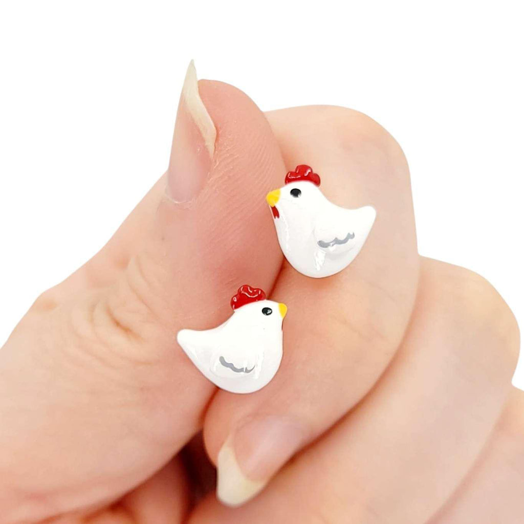 Earrings - Chicken Studs by Mariposa Miniatures