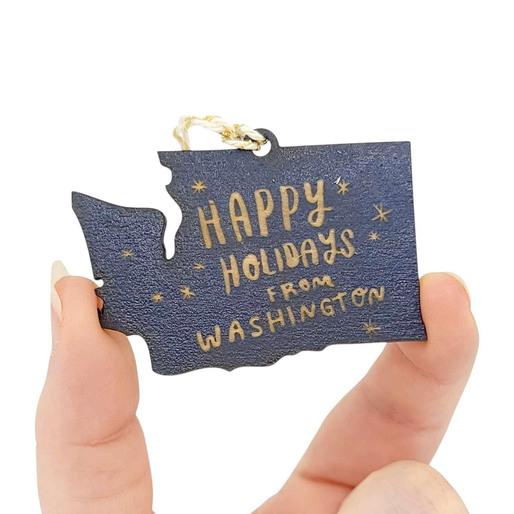 Ornaments - Small - WA State Happy Holidays from Washington (Assorted Colors) by SnowMade