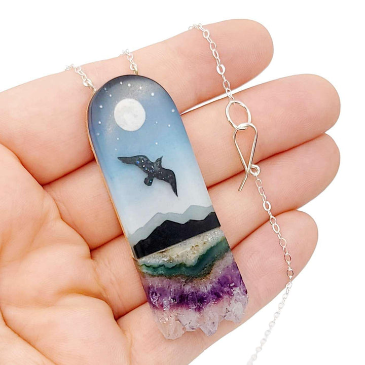 Necklace - Amethyst Messenger Flying Bird by Fernworks