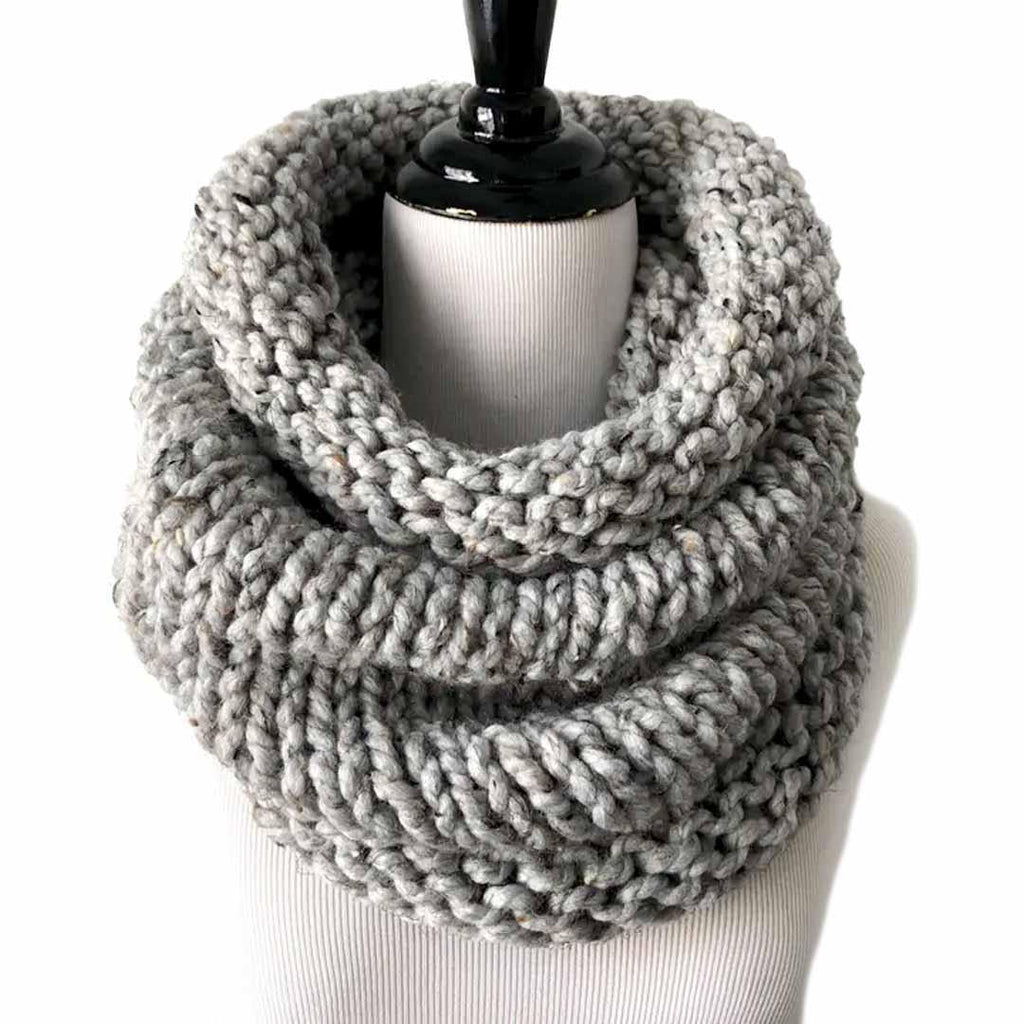 Cowl Large - Tapered Neckwarmer in Marble Gray Heather by Nickichicki