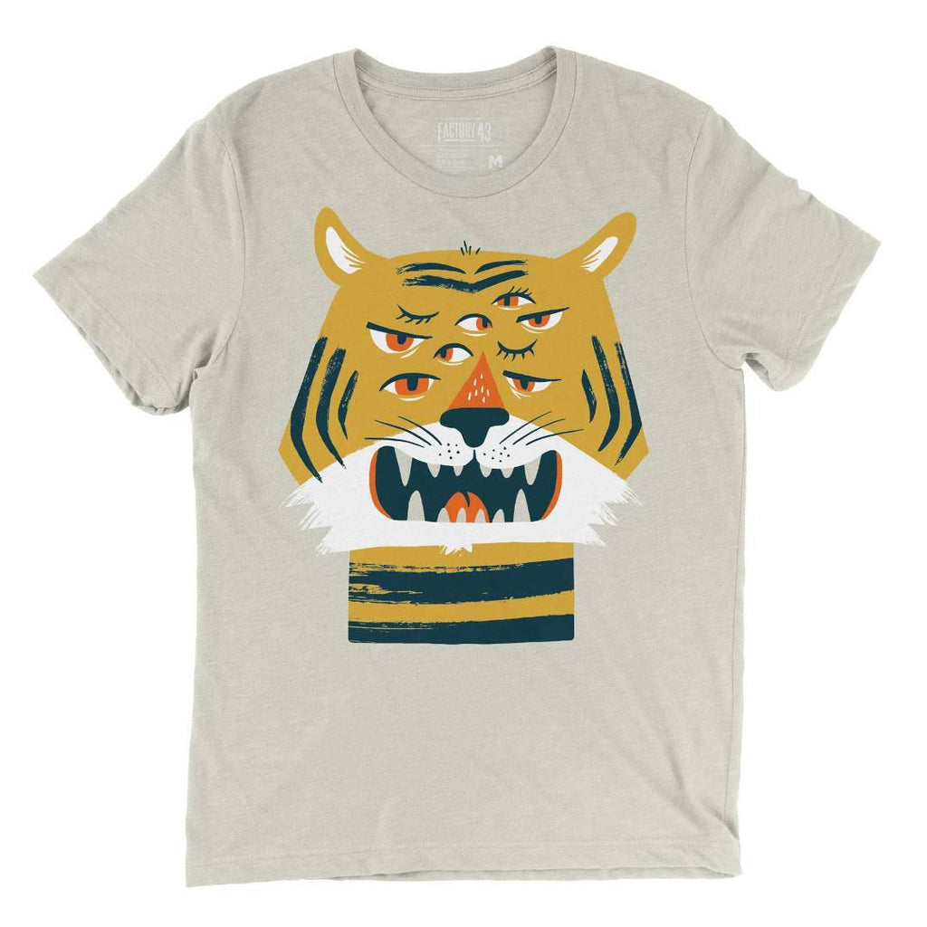 Adult Crew Neck - Tiger Eyes Heather Dust Tee (XS - 3XL) by Factory 43