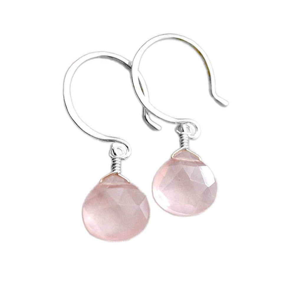 Earrings - La Vie En Rose Blush Quartz Gemstone Drops Sterling by Foamy Wader