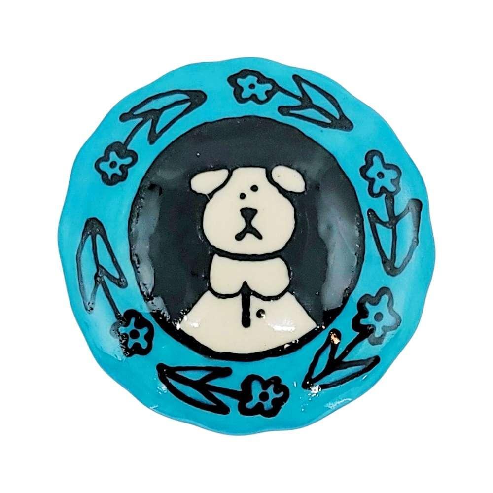 Trinket Box - Flower Dog (Teal) by Rolly Poly Studios