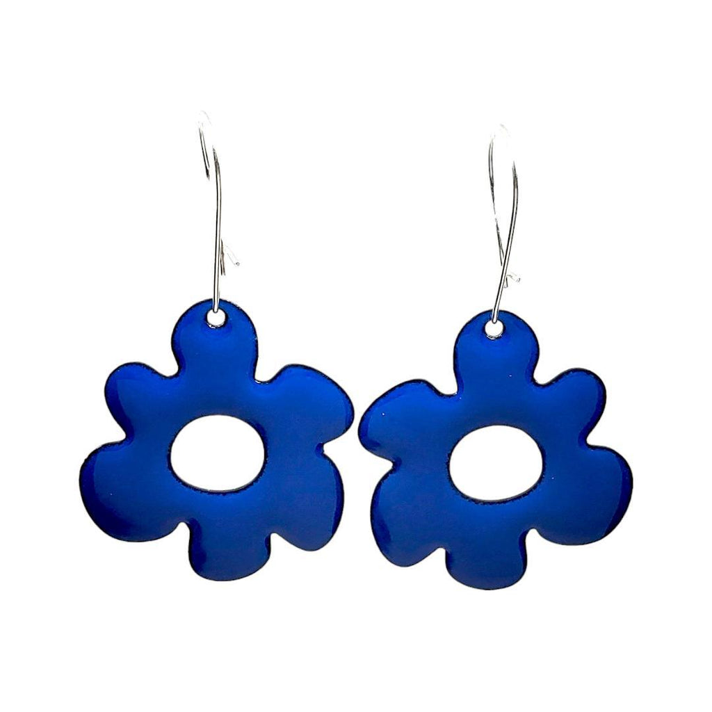 Earrings - Mod Flower Open (Cobalt Blue) by Magpie Mouse Studios