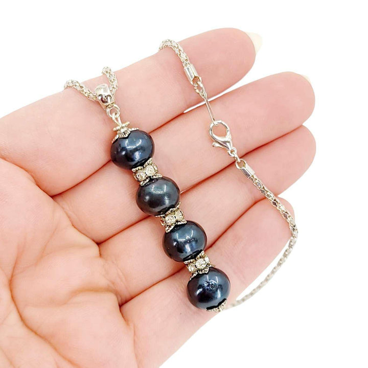 Necklace - Stacked Pearl Pendant (Blueberry) by Tiny Aloha