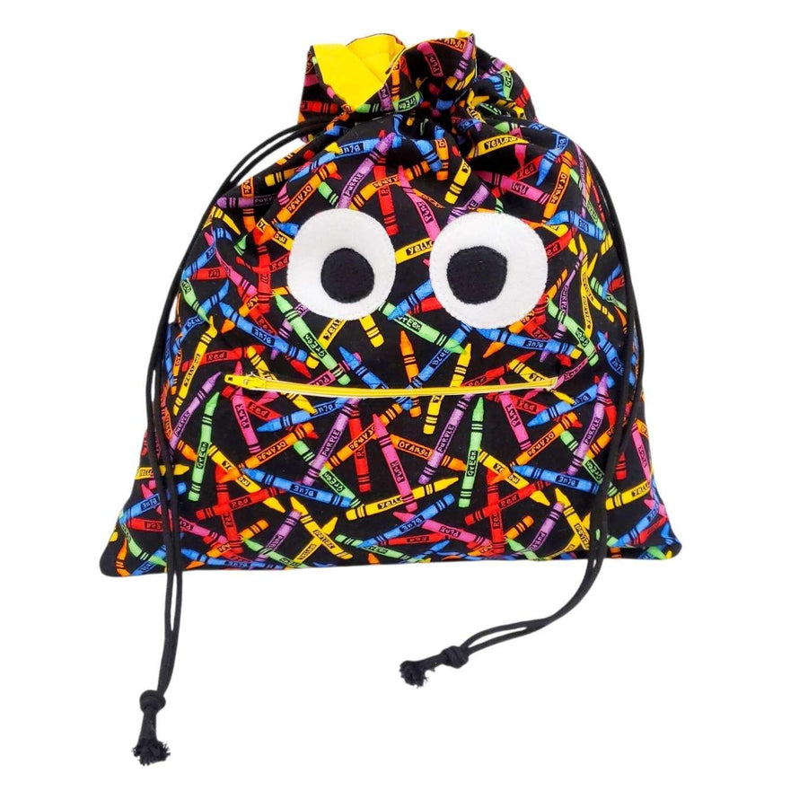 Bag - Chomper Buddy Drawstring (Crayons Yellow) by Peek A Boo Plush, image 1 of 5