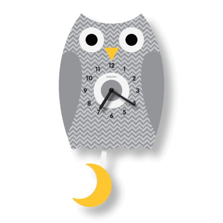 Acrylic Clock - Gray Owl Pendulum by Popclox
