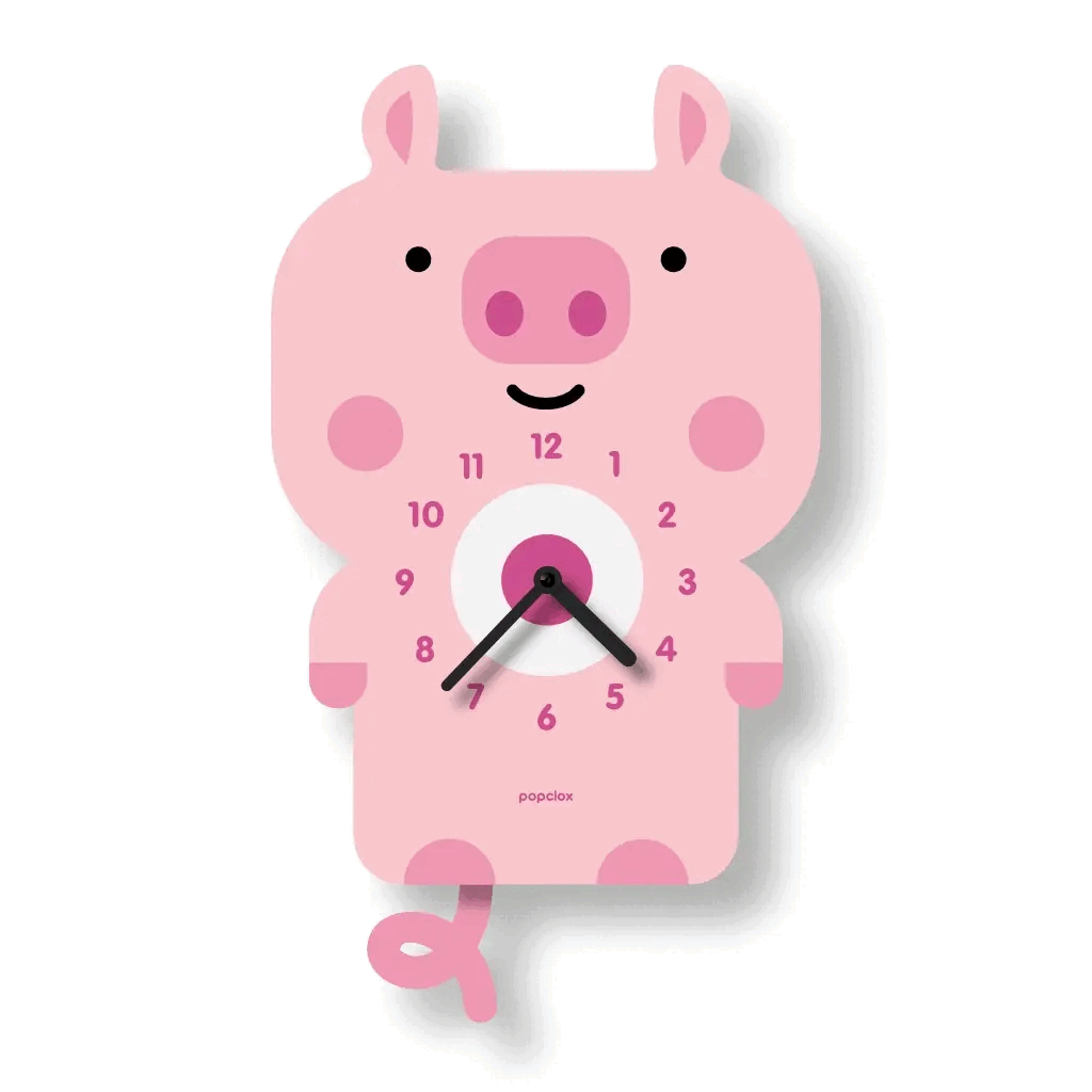 Acrylic Clock - Pig Pendulum by Popclox