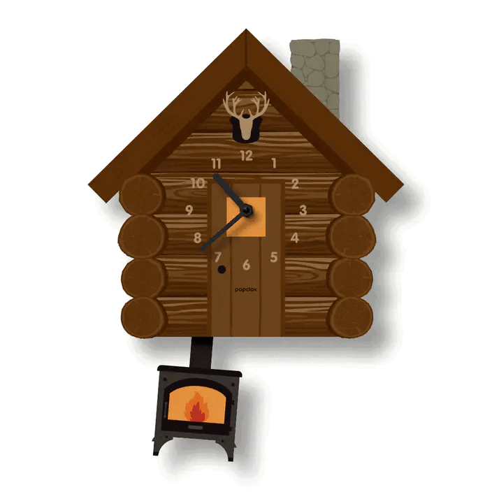 Wood Clock - Log Cabin Pendulum by Popclox