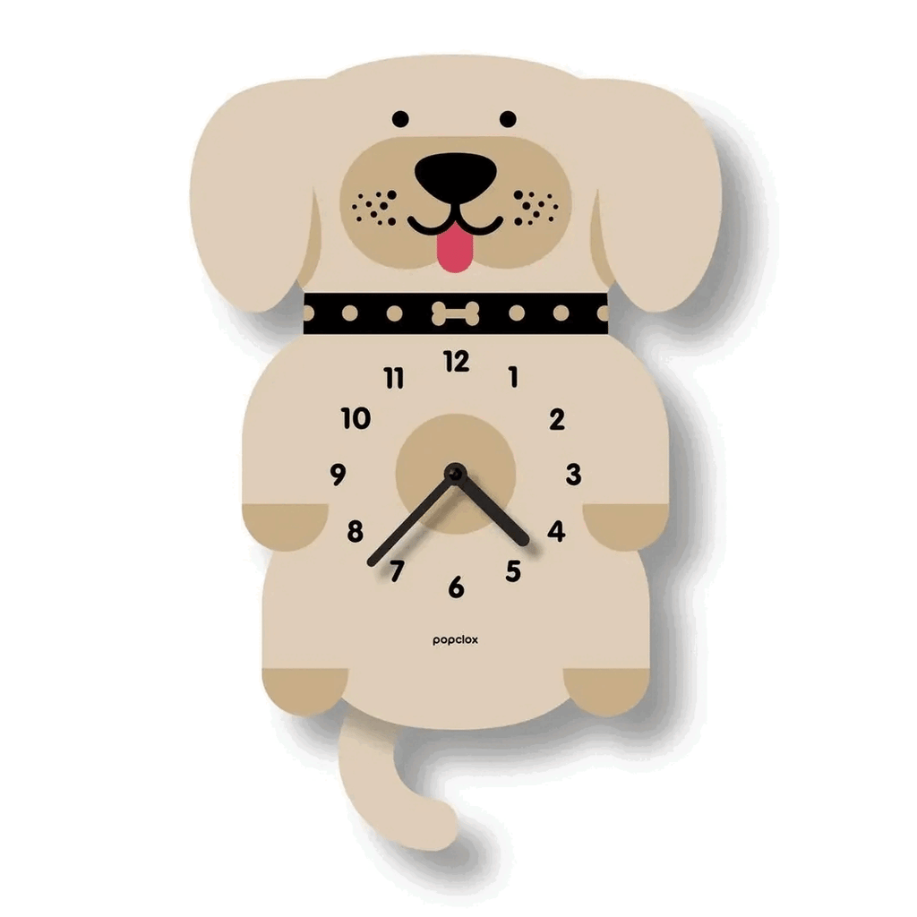Acrylic Clock - White Puppy Pendulum by Popclox