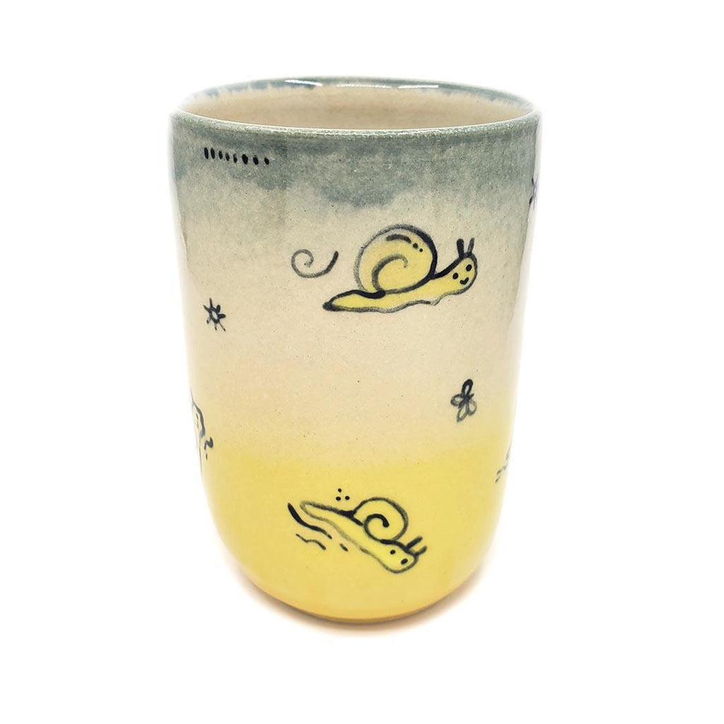 Tall Tumbler - 12 oz - Yellow Snail by Dwadlings