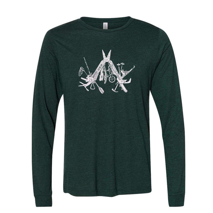 Adult Long Sleeve - Multitool Emerald Green Long Sleeve Tee (XS - 3X) by Slow Loris