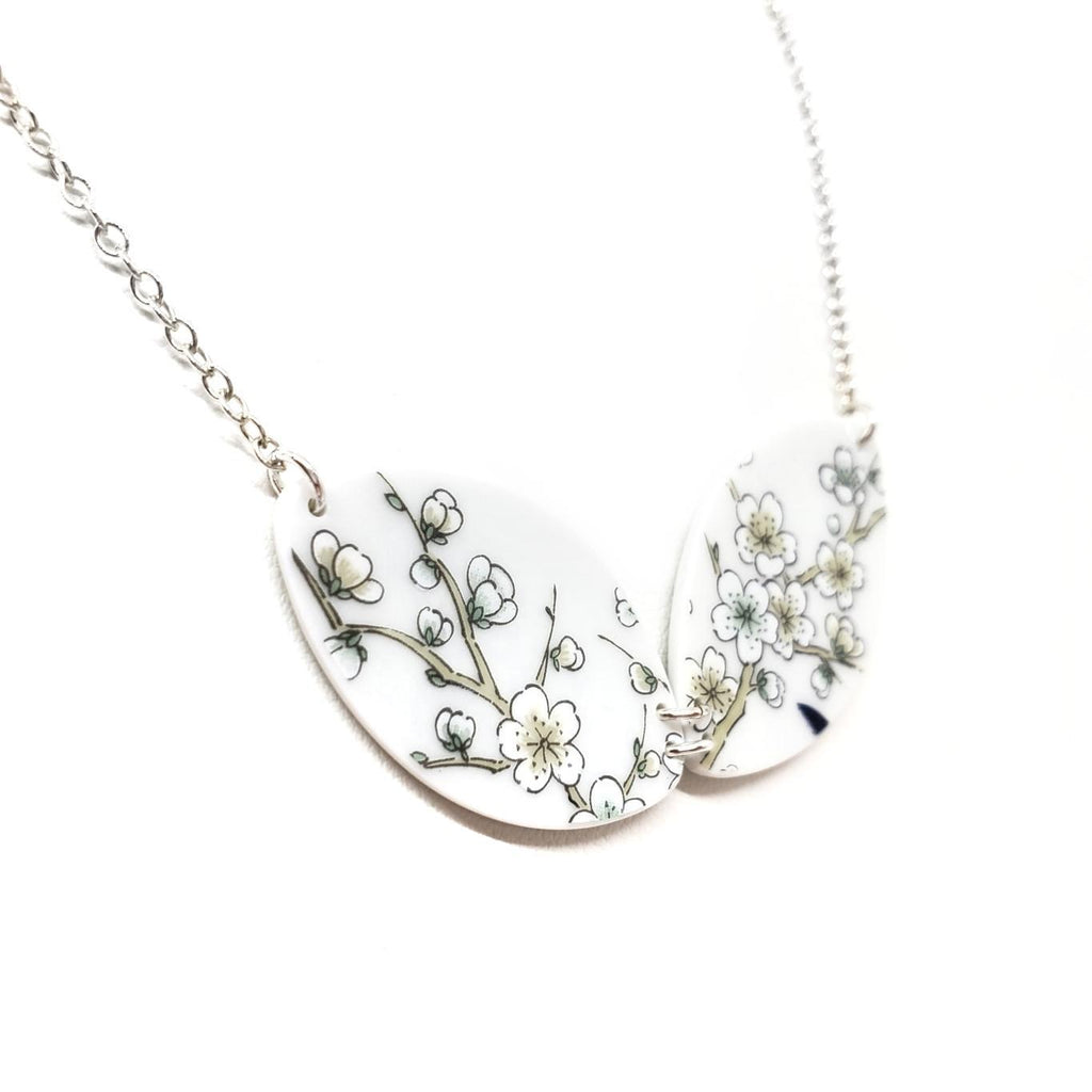Necklace - Duo Vintage China Pale Cherry Blossoms by Material+Movement